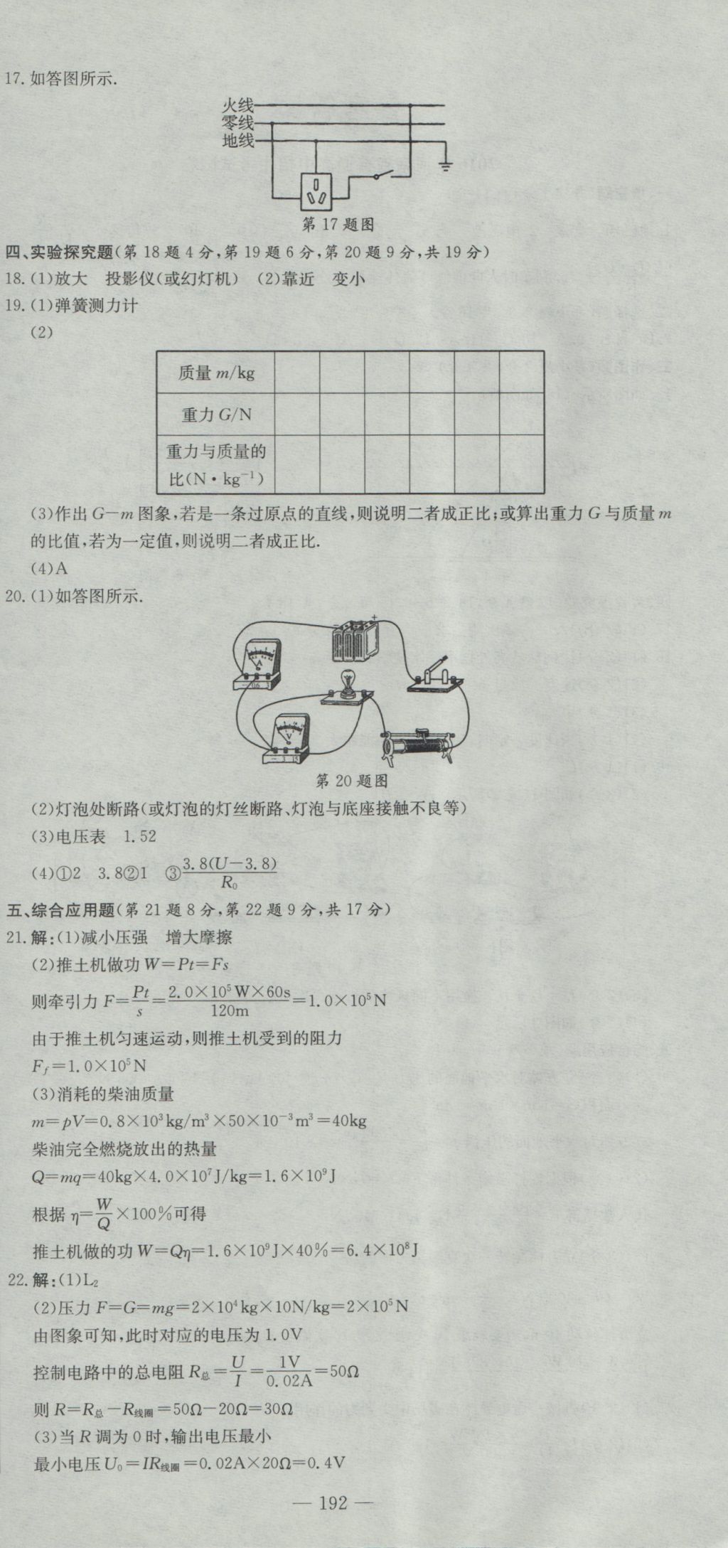 2017年晨祥學(xué)成教育河南省中考試題匯編精選31套物理 參考答案第6頁