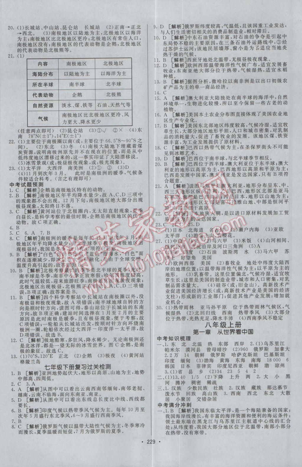 2017年升学锦囊地理人教版 参考答案第11页