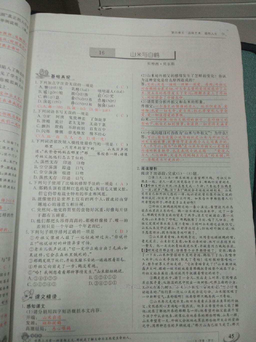 2016年五州圖書超越訓(xùn)練八年級語文上冊語文版 第29頁