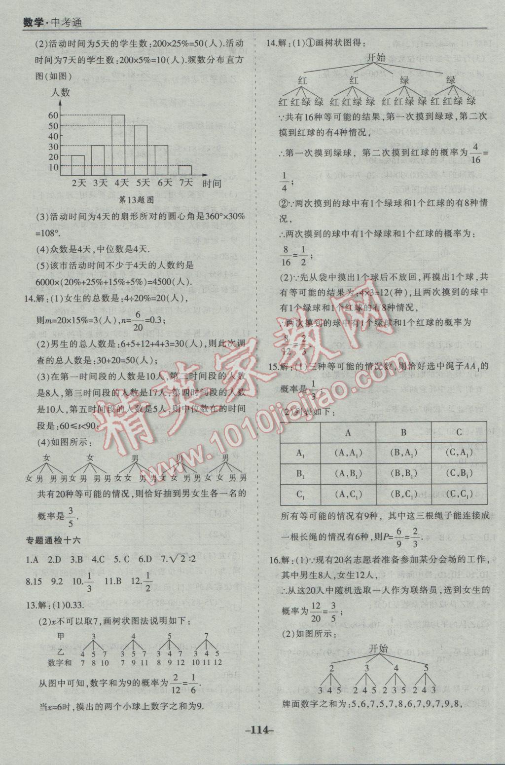 2017年中考通甘肃省中考复习指导与测试数学人教版 参考答案第34页