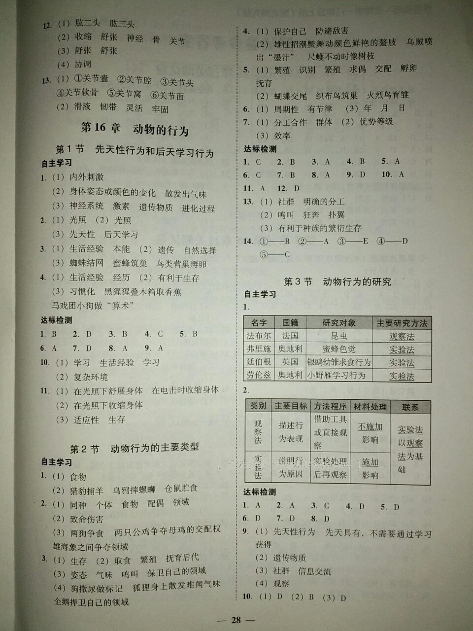 2016年南粤学典学考精练八年级生物上册北师大版 第2页