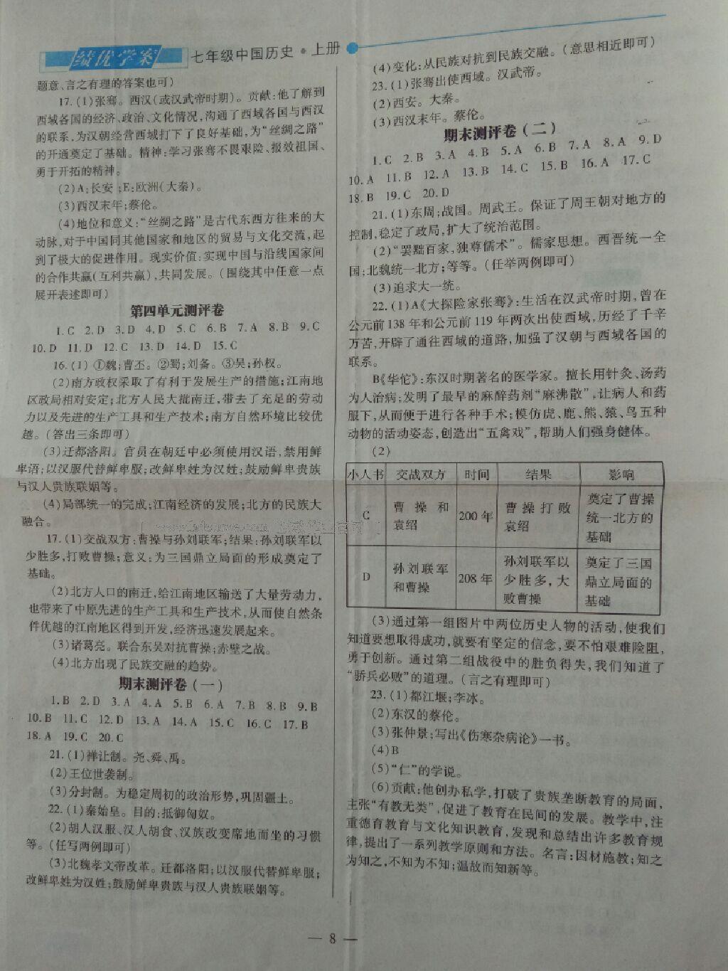 2016年绩优学案中国历史七年级上册人教版 第18页