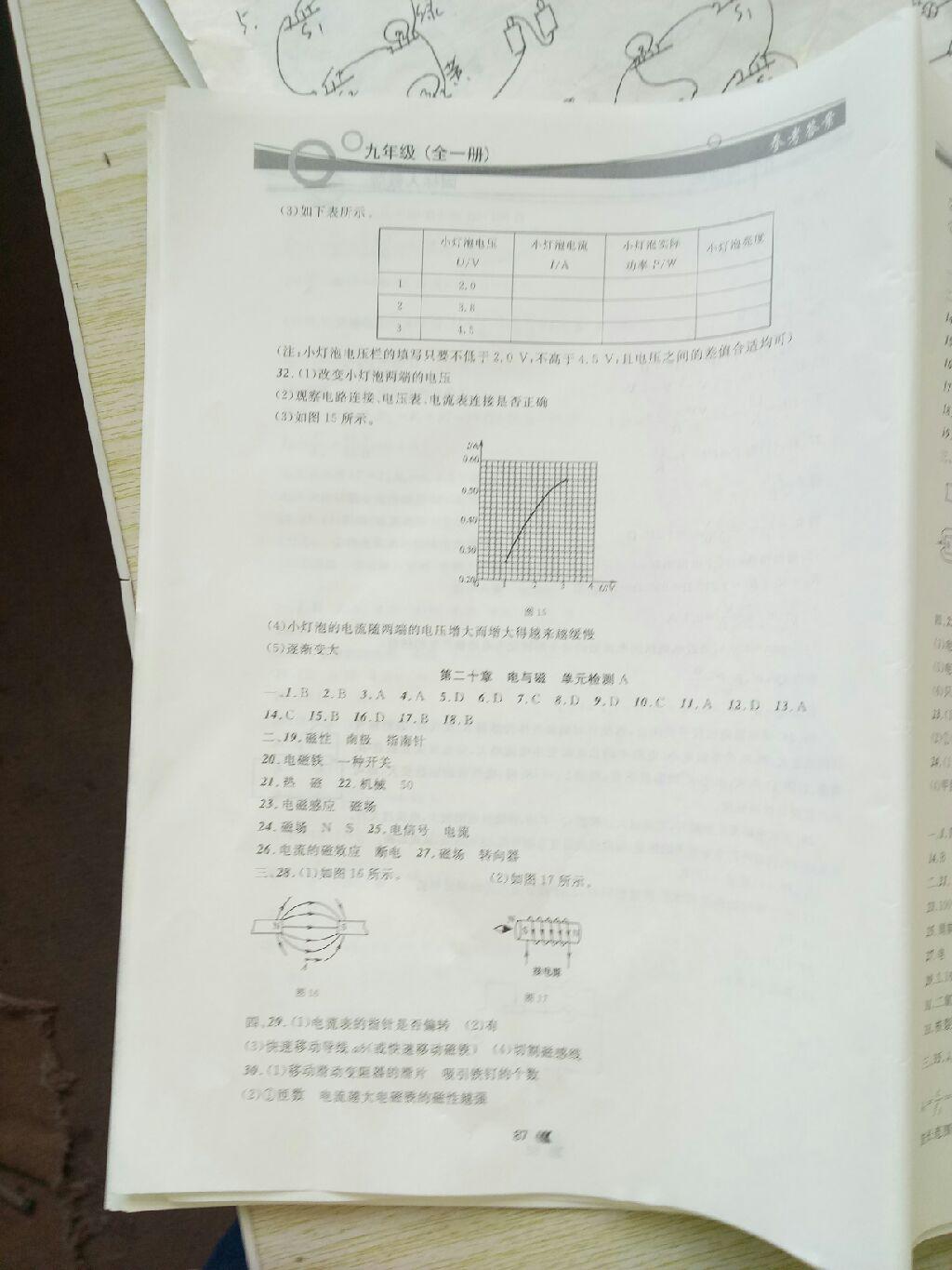 2016年學(xué)生實(shí)驗(yàn)報(bào)告冊(cè)九年級(jí)物理上冊(cè)人教版 第7頁