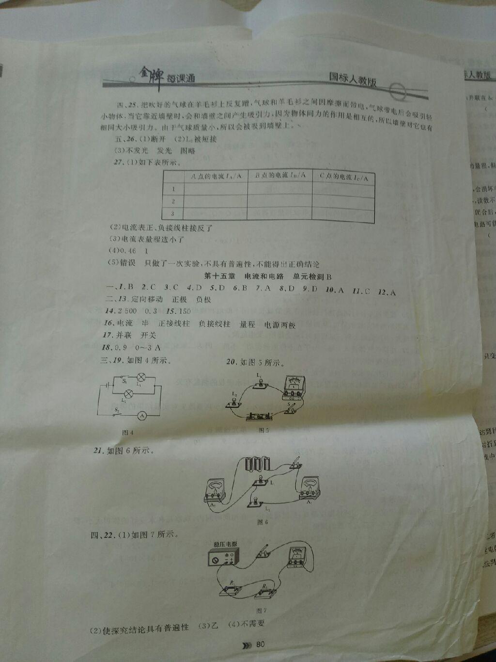 2016年學(xué)生實(shí)驗(yàn)報(bào)告冊(cè)九年級(jí)物理上冊(cè)人教版 第14頁(yè)