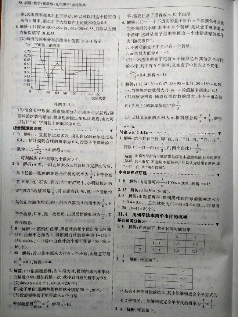 2016年北大绿卡刷题九年级数学下册冀教版 第44页