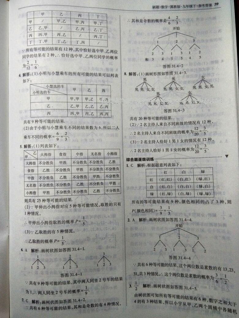 2016年北大綠卡刷題九年級(jí)數(shù)學(xué)下冊冀教版 第45頁