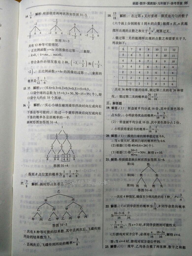 2016年北大綠卡刷題九年級(jí)數(shù)學(xué)下冊(cè)冀教版 第61頁