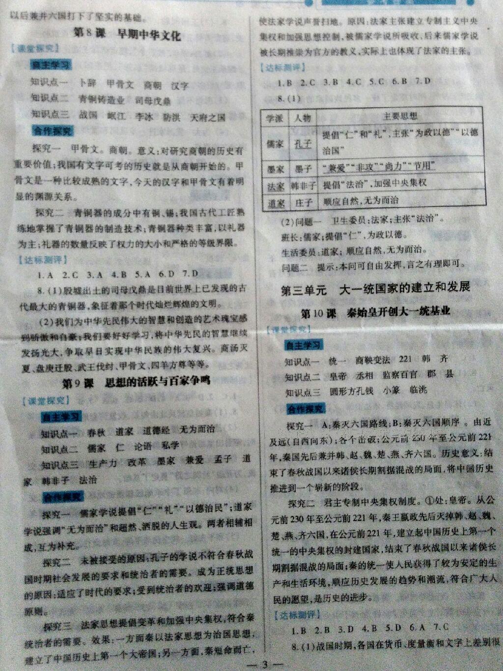 2016年绩优学案七年级中国历史上册北师大版 第5页