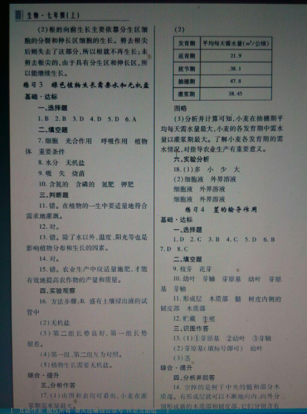 2016年課堂練習(xí)冊(cè)七年級(jí)生物上冊(cè)B版 第6頁