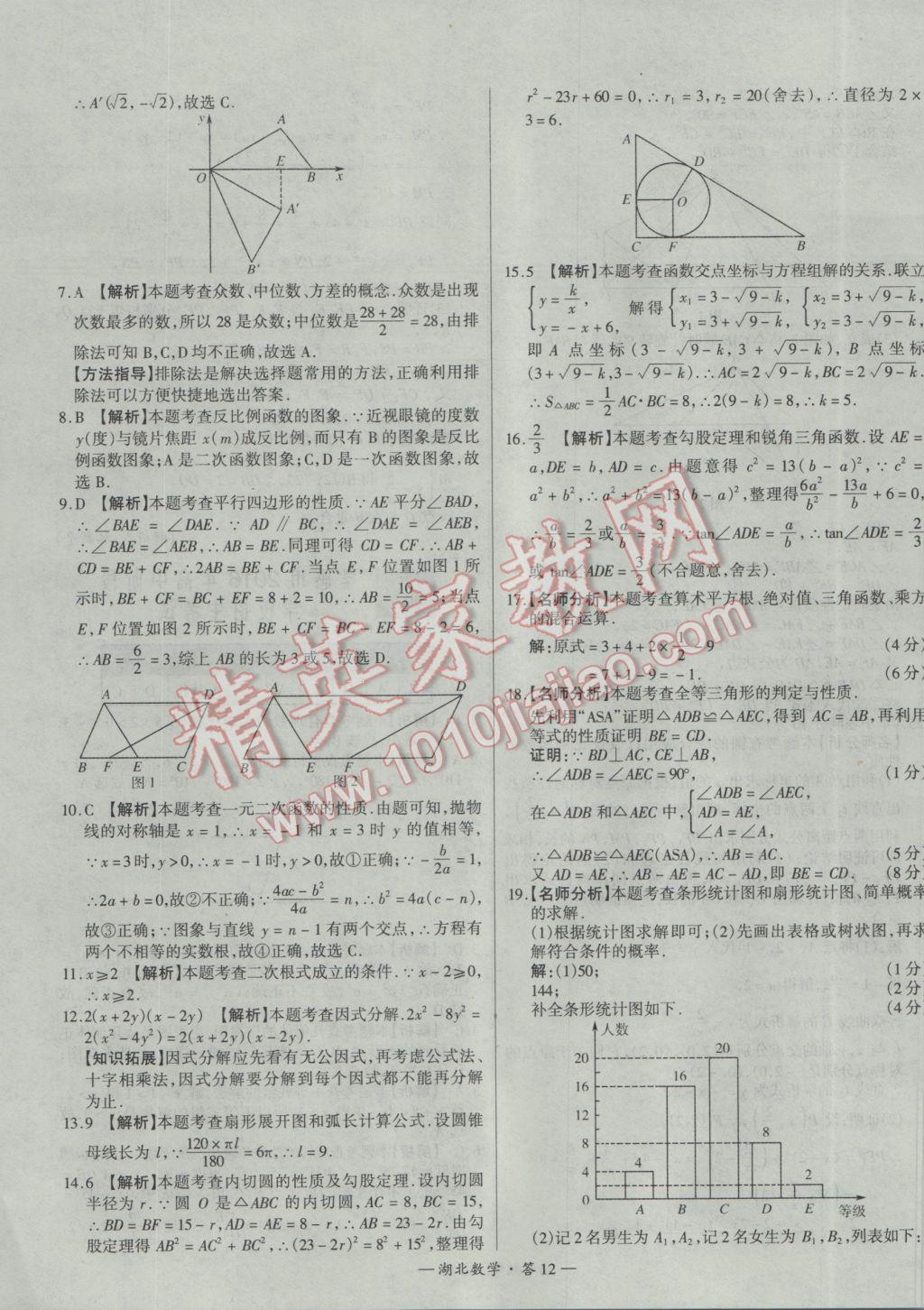 2017年天利38套湖北省中考試題精選數(shù)學(xué) 參考答案第12頁