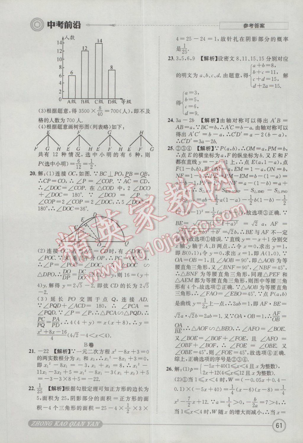 2017年成都初升高必備中考前沿?cái)?shù)學(xué) 參考答案第61頁(yè)