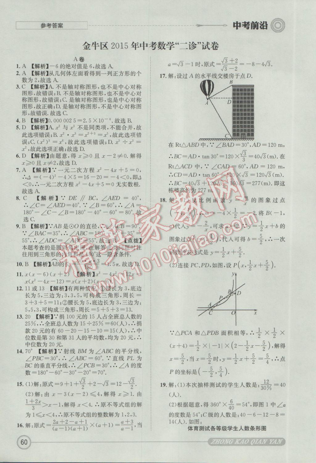 2017年成都初升高必備中考前沿?cái)?shù)學(xué) 參考答案第60頁(yè)