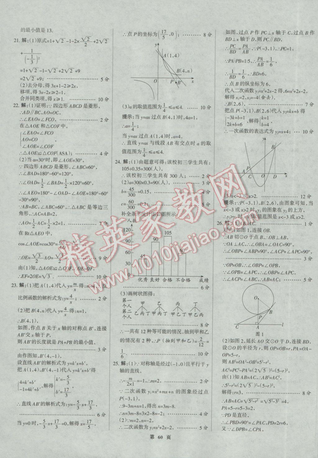 2017年全優(yōu)中考全國(guó)中考試題精選精析數(shù)學(xué)河北專用 參考答案第60頁