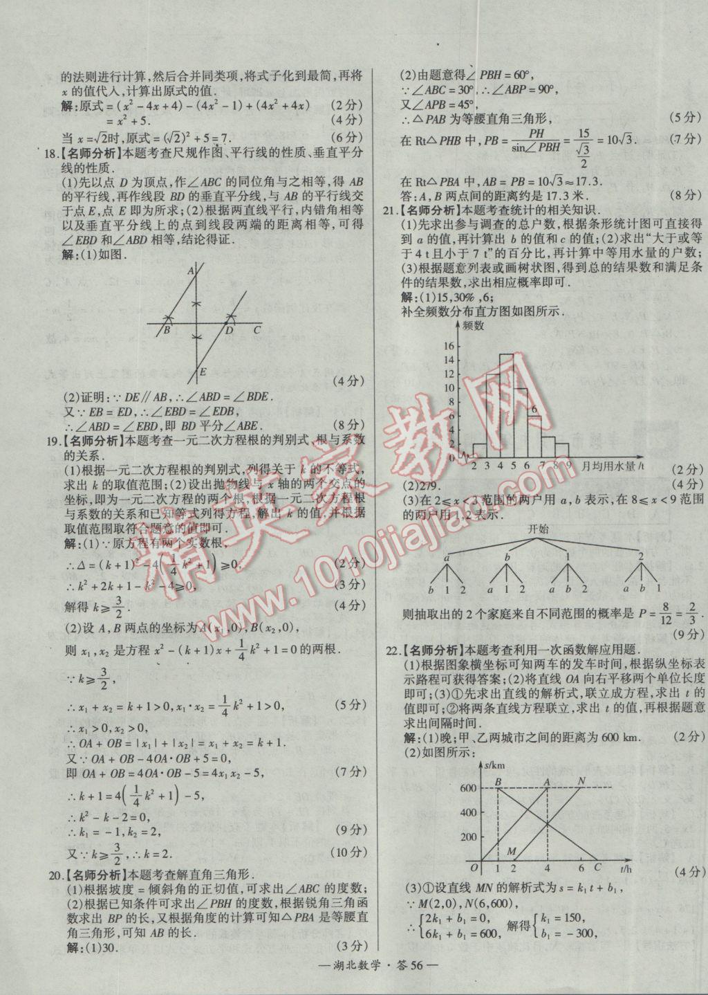 2017年天利38套湖北省中考試題精選數(shù)學(xué) 參考答案第56頁