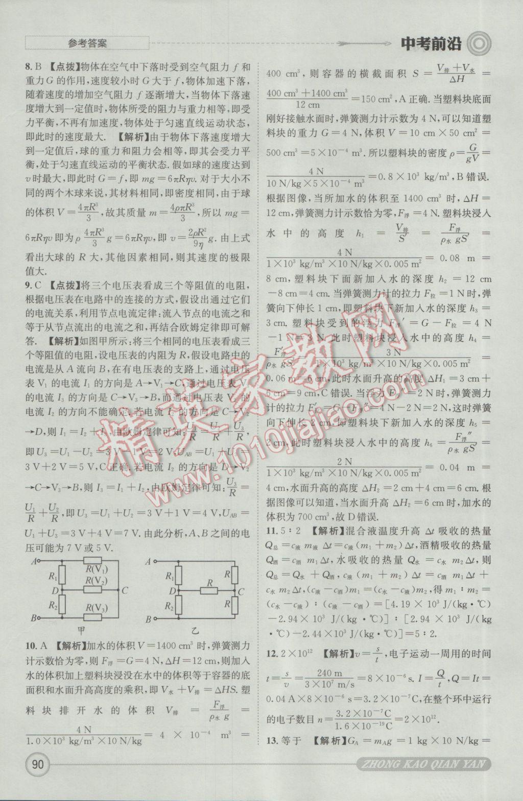 2017年成都初升高必備中考前沿物理 參考答案第90頁(yè)