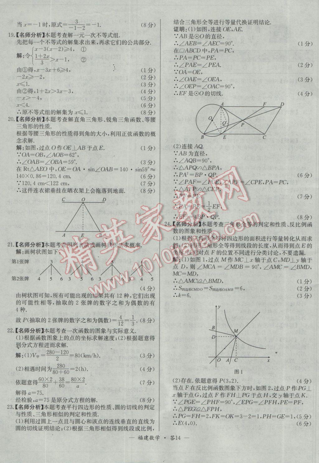 2017年天利38套福建省中考試題精選數(shù)學(xué) 參考答案第14頁