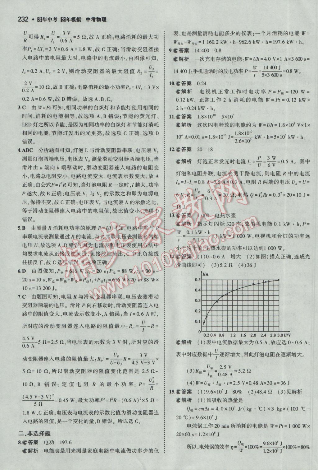 2017年3年中考2年模擬中考物理備考專用 參考答案第54頁