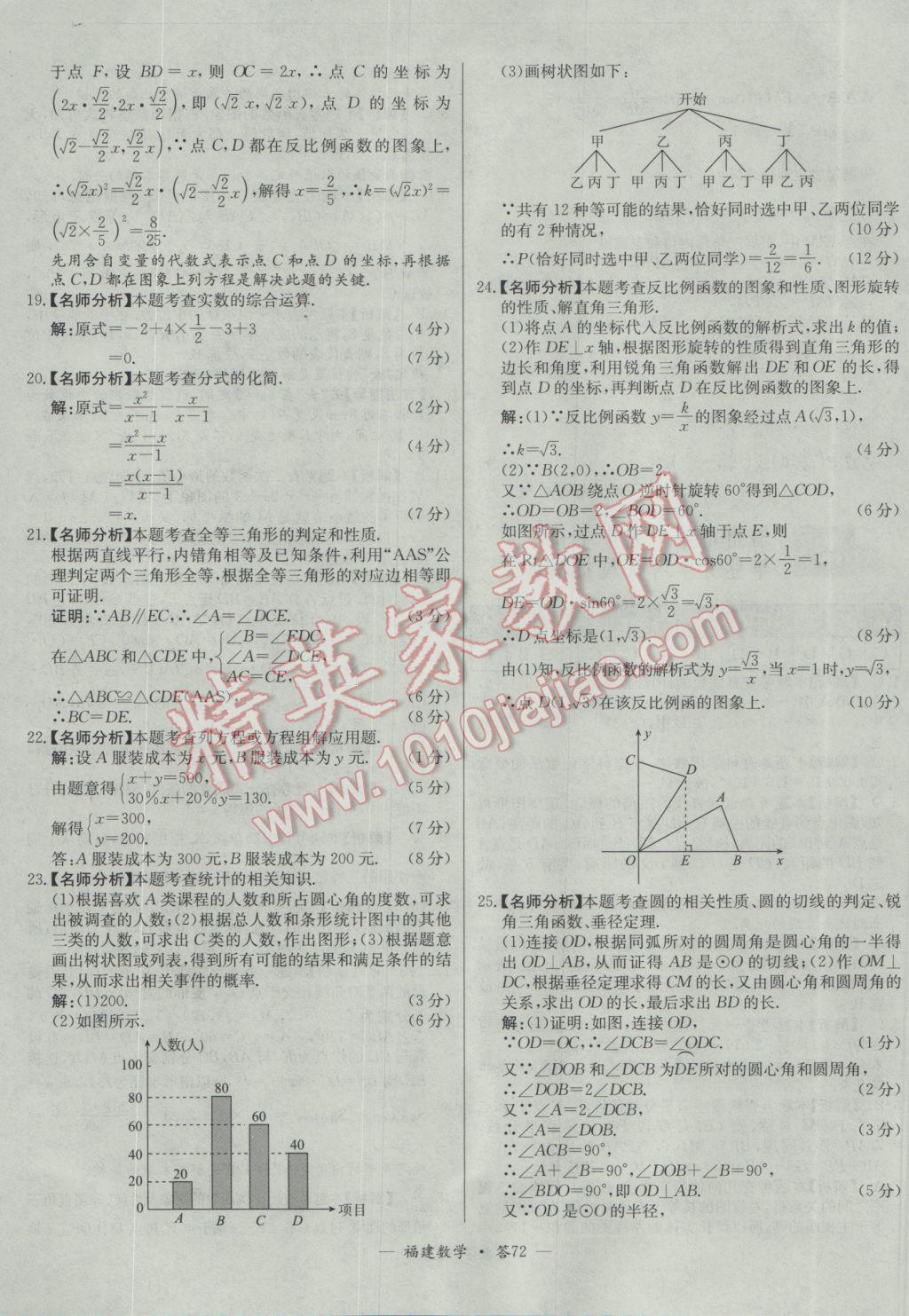 2017年天利38套福建省中考試題精選數(shù)學(xué) 參考答案第72頁