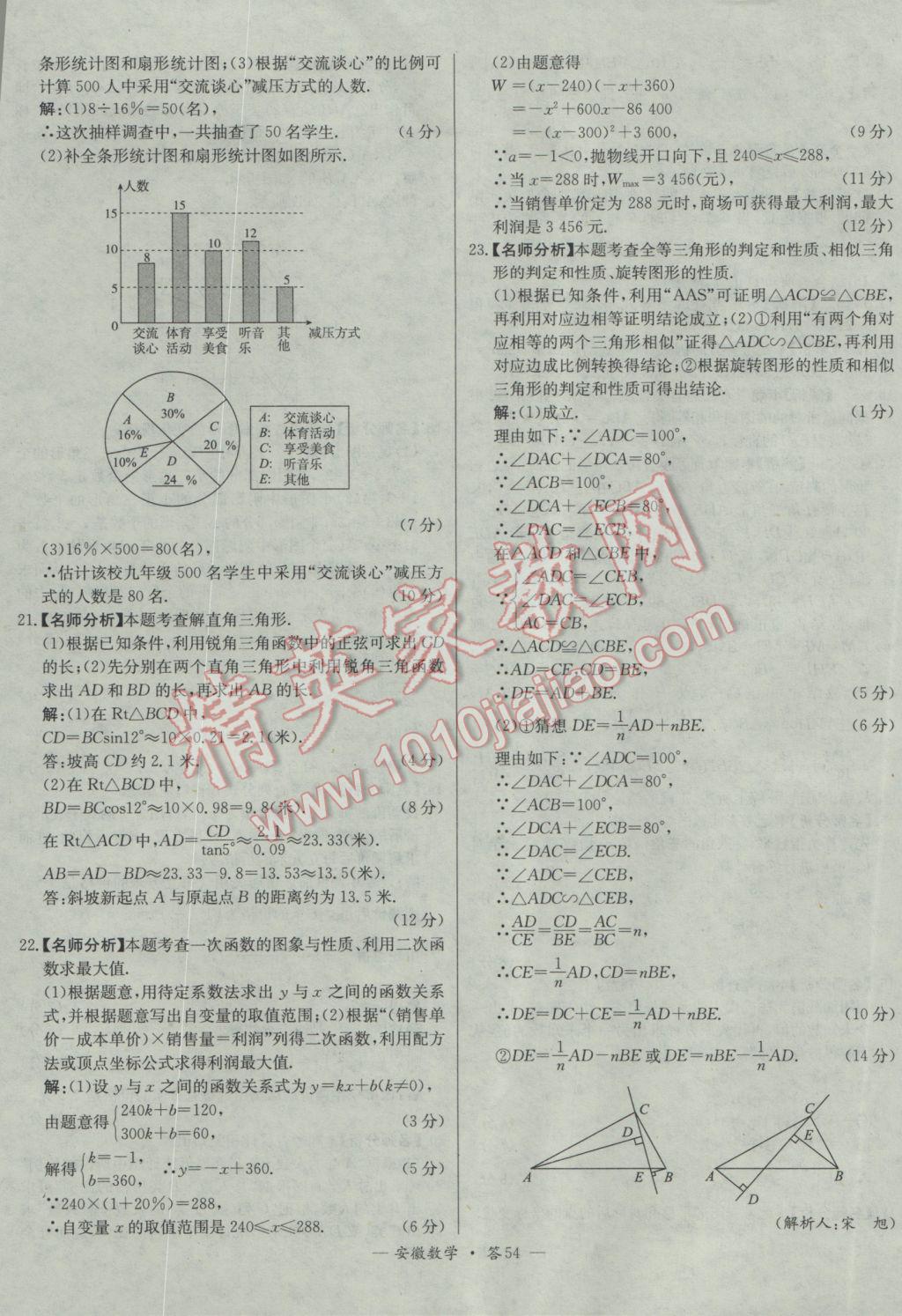 2017年天利38套安徽省中考試題精選數(shù)學(xué) 參考答案第54頁