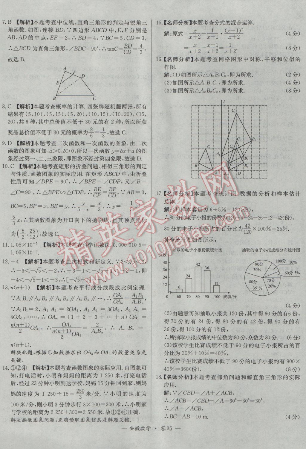 2017年天利38套安徽省中考試題精選數(shù)學(xué) 參考答案第35頁