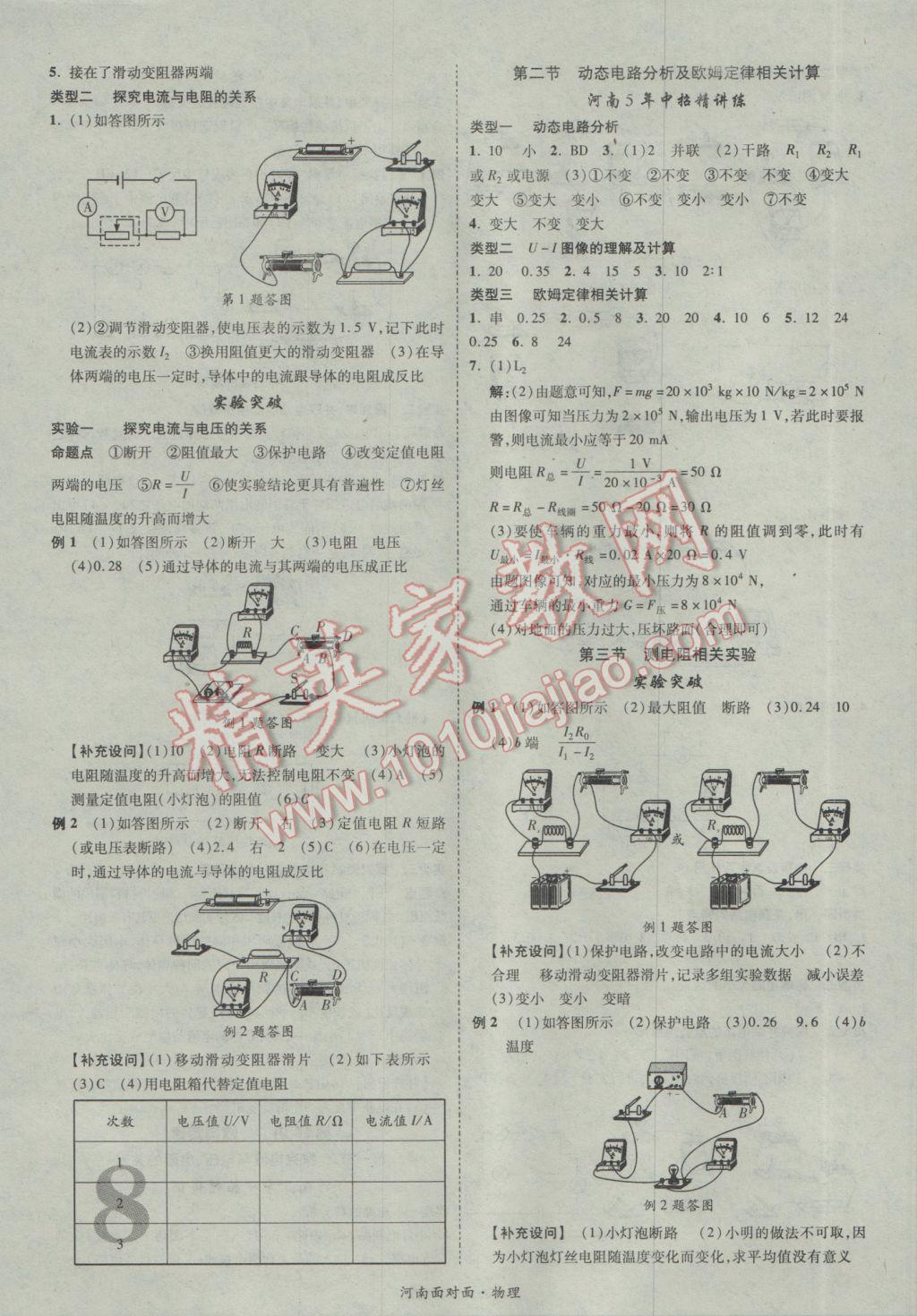 2017年河南中考面對(duì)面物理第13年第13版 參考答案第12頁(yè)