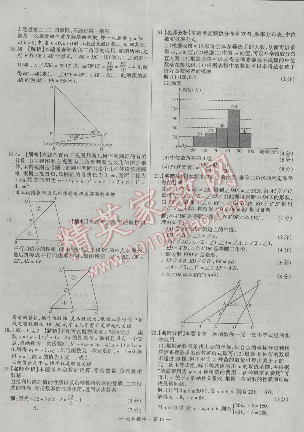 2017年天利38套湖北省中考試題精選數(shù)學(xué) 參考答案第15頁(yè)