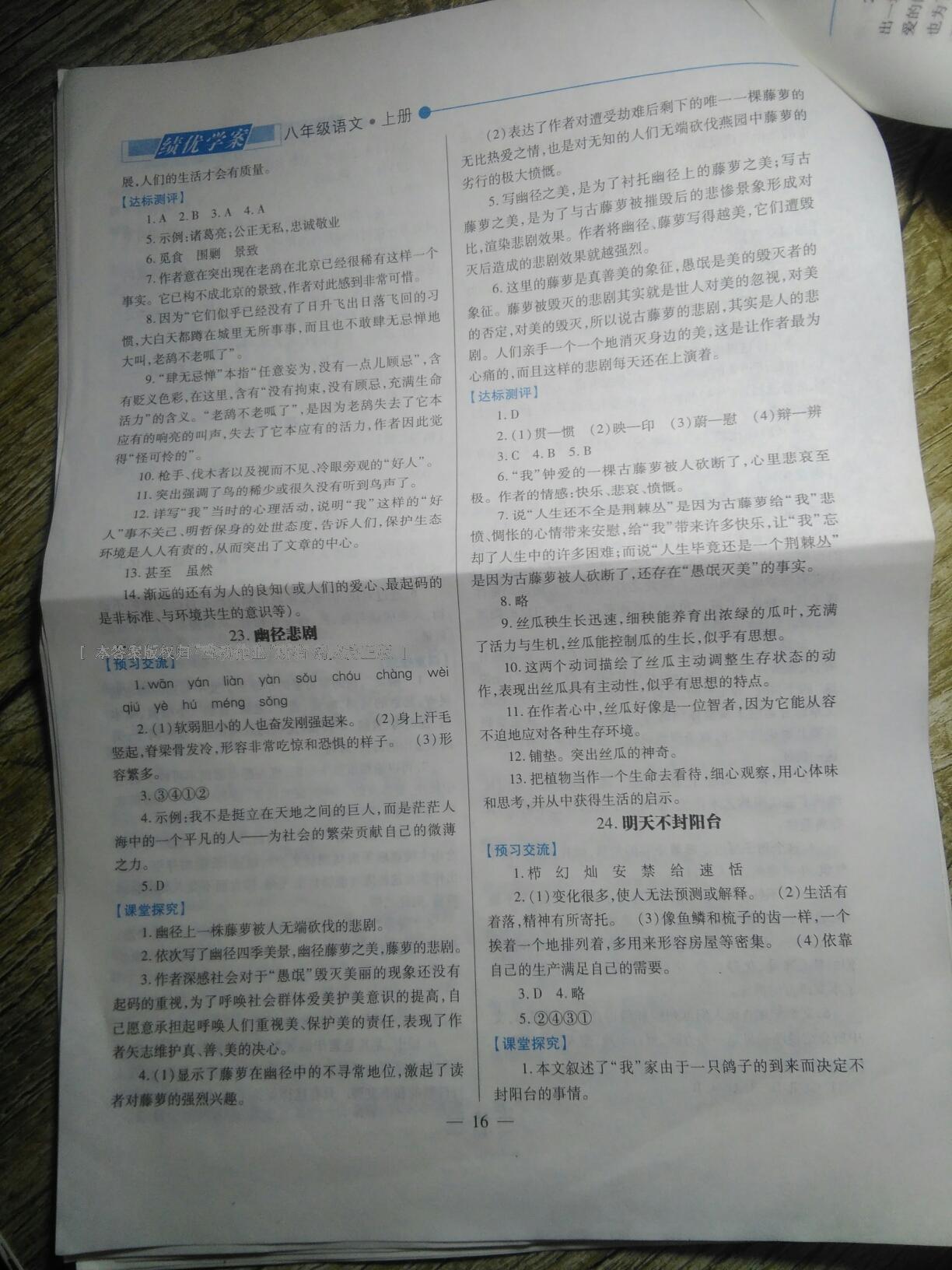 2016年績(jī)優(yōu)學(xué)案八年級(jí)語(yǔ)文上冊(cè)蘇教版 第6頁(yè)