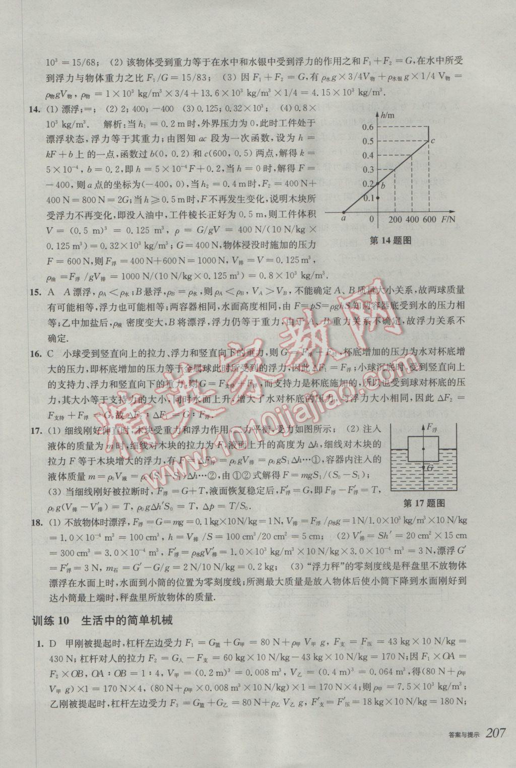 2017年挑戰(zhàn)壓軸題中考物理強(qiáng)化訓(xùn)練篇 參考答案第17頁