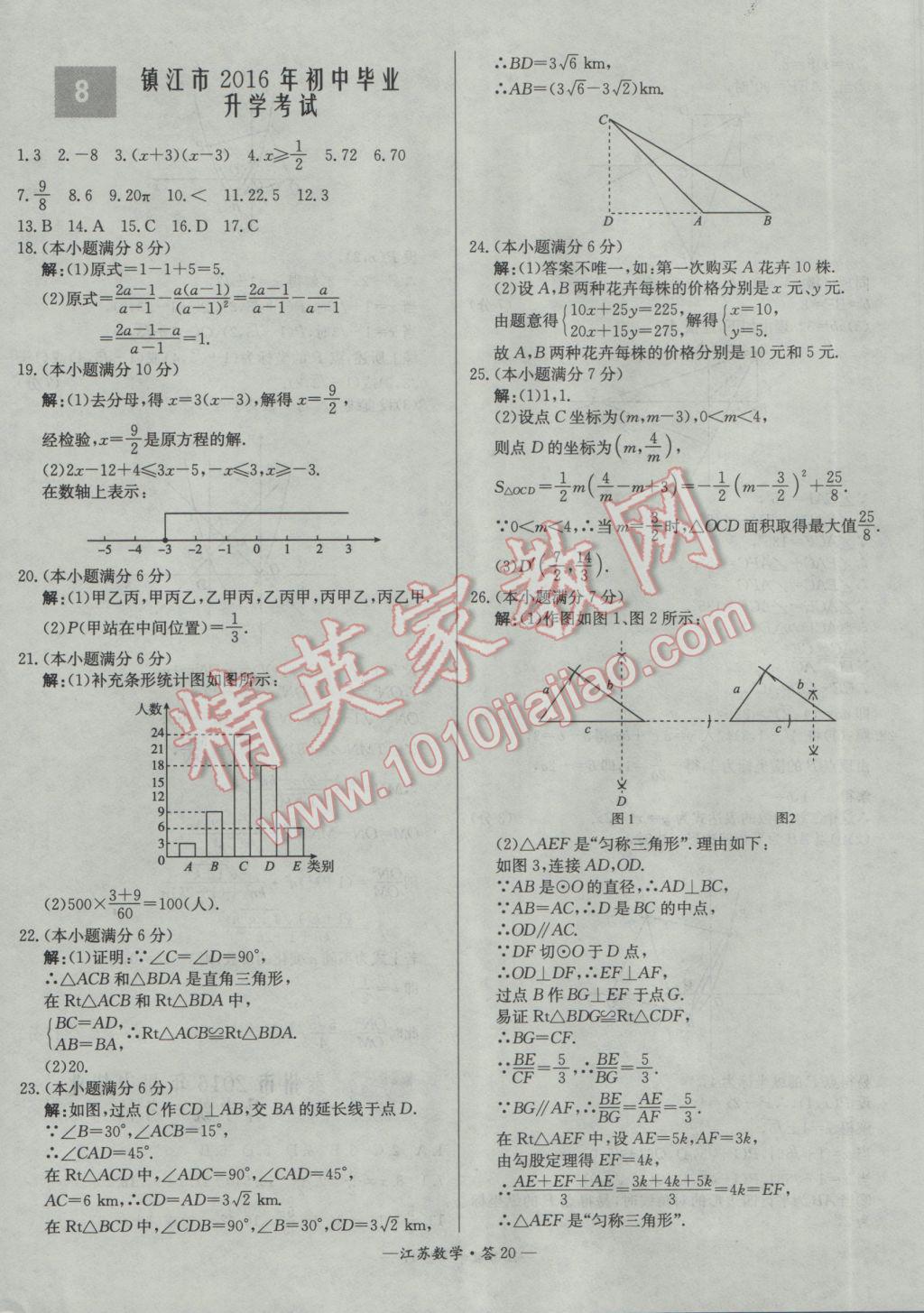 2017年天利38套江蘇省13大市中考試題精選數(shù)學(xué) 參考答案第20頁