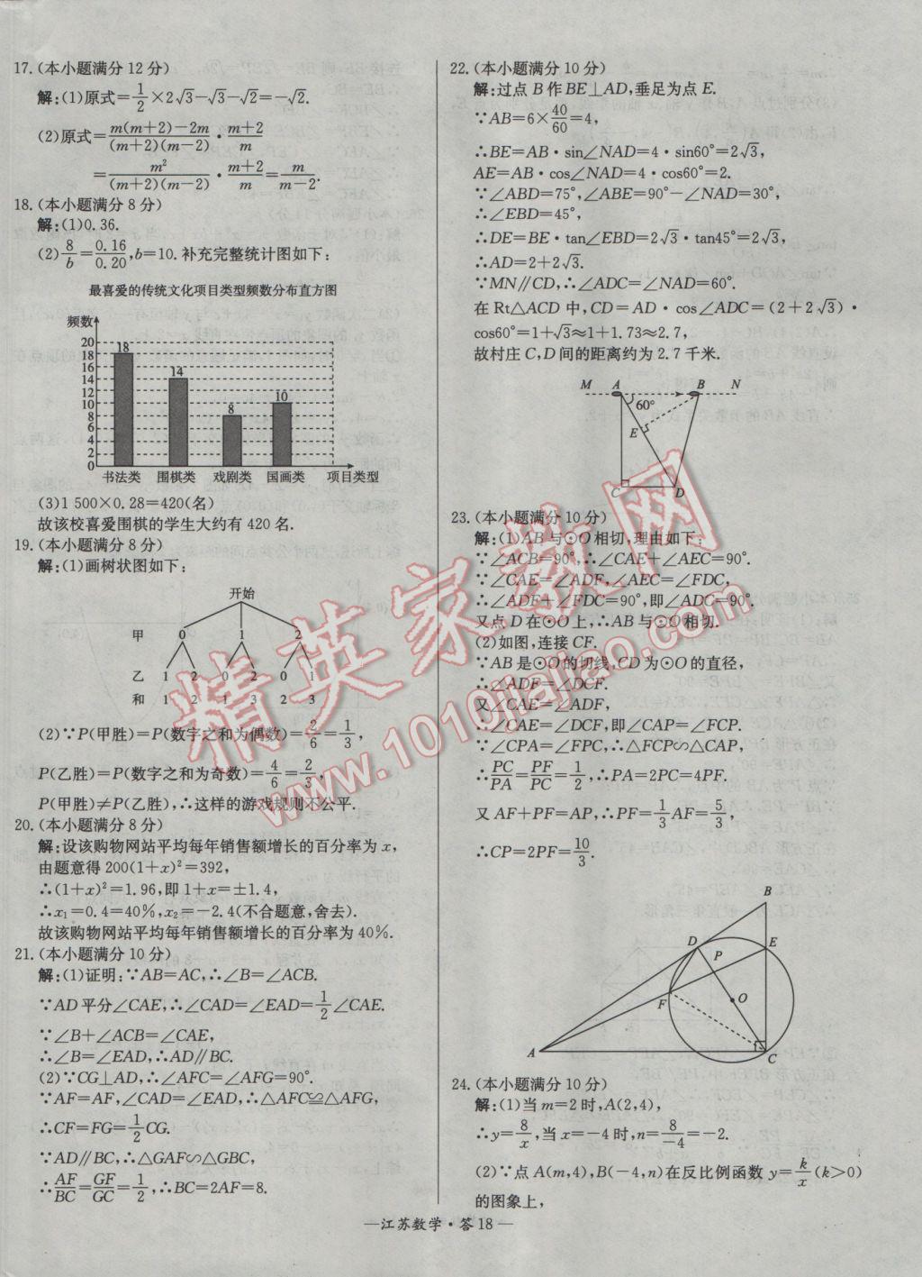 2017年天利38套江蘇省13大市中考試題精選數(shù)學(xué) 參考答案第18頁(yè)