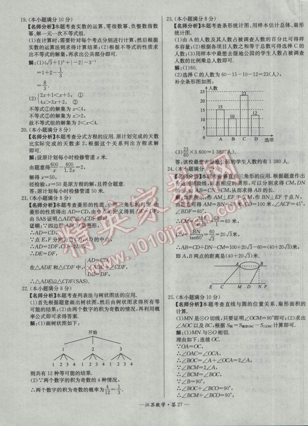 2017年天利38套江蘇省13大市中考試題精選數(shù)學(xué) 參考答案第27頁(yè)