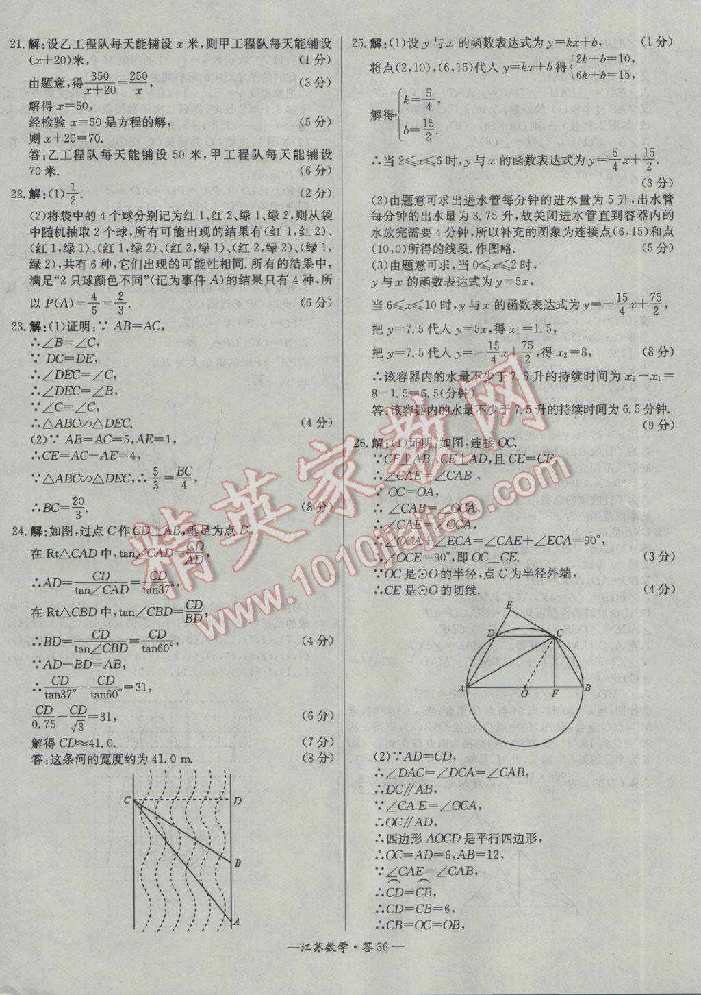 2017年天利38套江蘇省13大市中考試題精選數(shù)學(xué) 參考答案第36頁