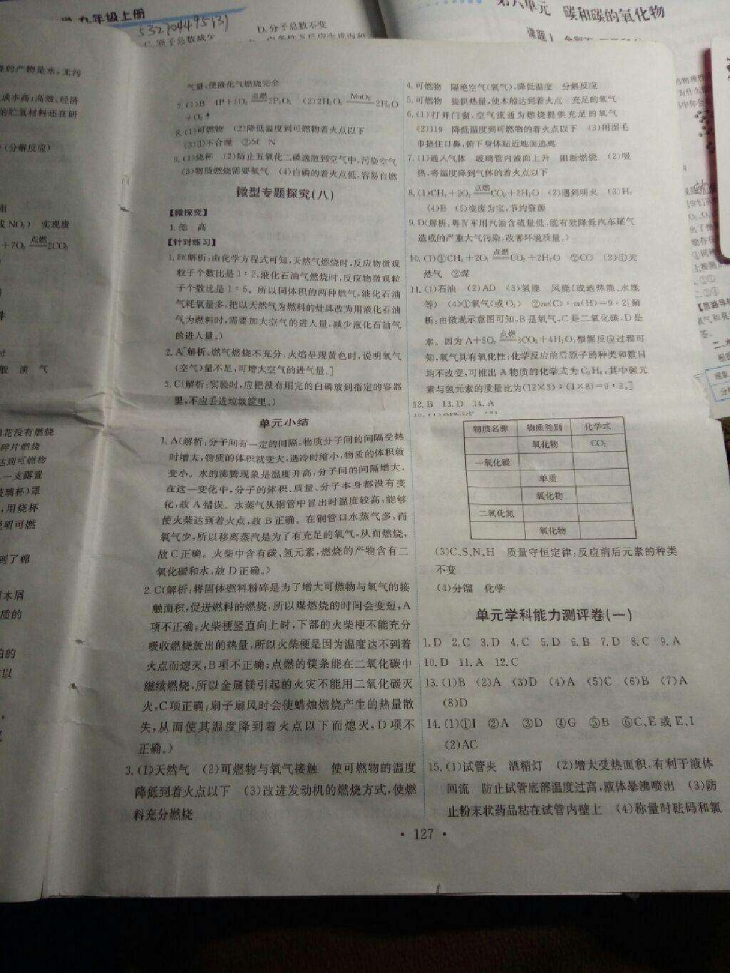 2016年能力培养与测试九年级化学上册人教版 第63页