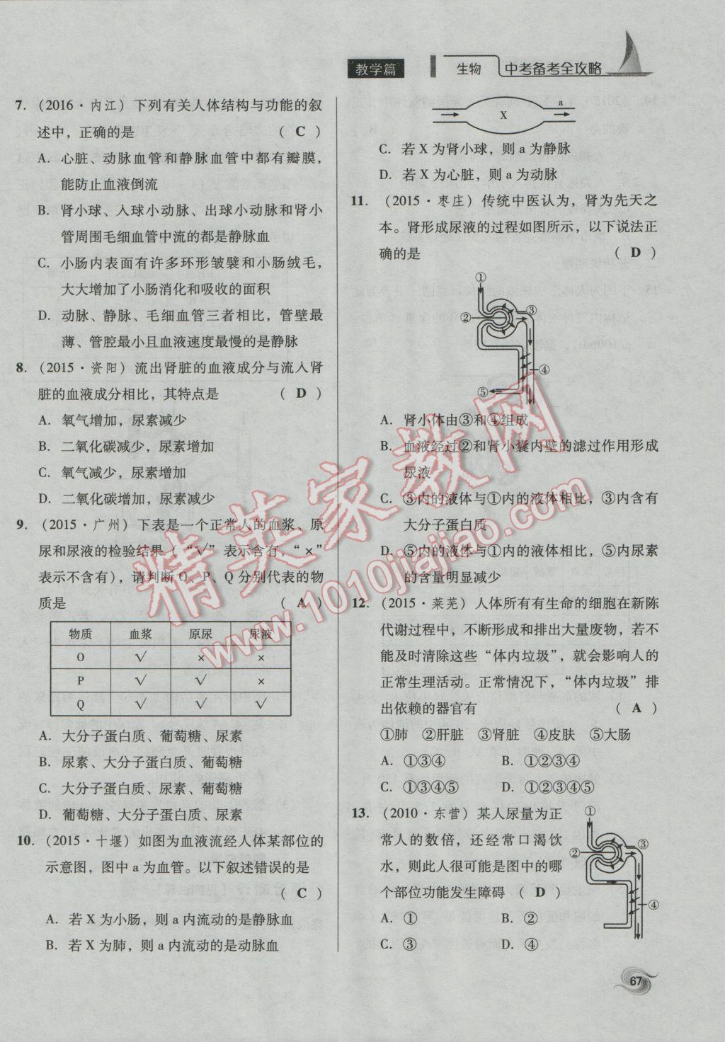 2017年中考備考全攻略生物 七年級下第67頁