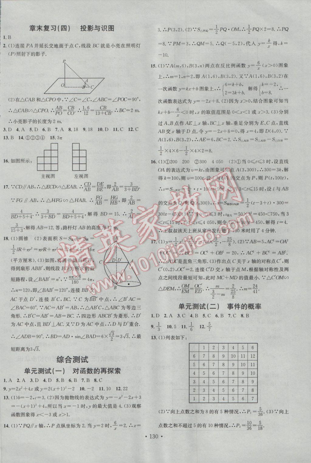 2017年名校課堂滾動(dòng)學(xué)習(xí)法九年級(jí)數(shù)學(xué)下冊(cè)青島版 參考答案第14頁