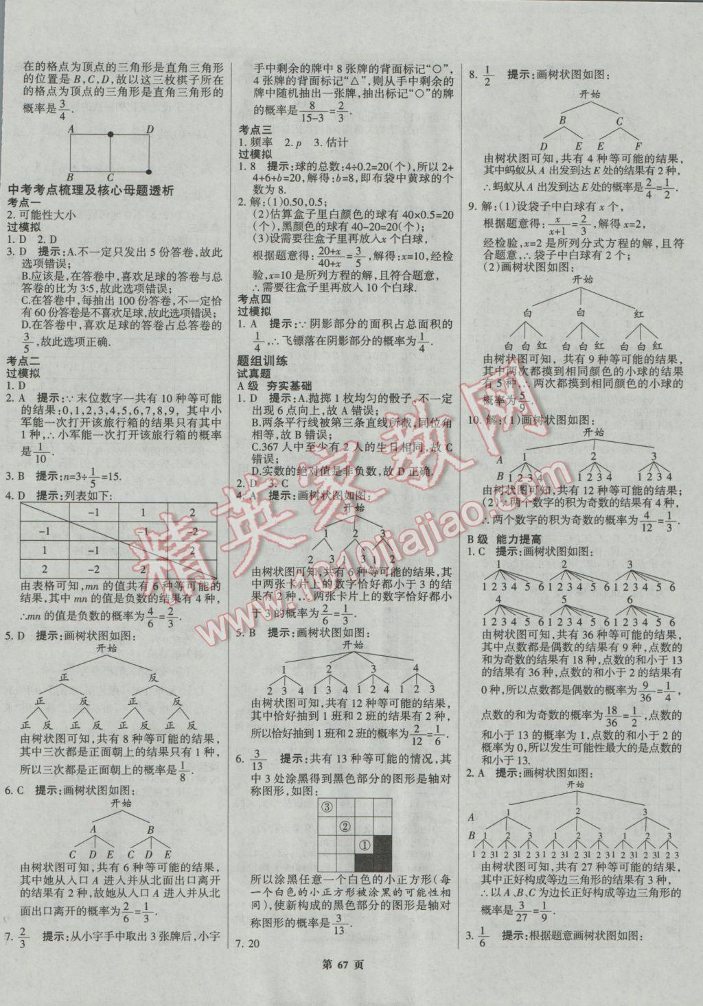 2017年全優(yōu)中考系統(tǒng)總復(fù)習(xí)數(shù)學(xué)河北專用 參考答案第67頁(yè)