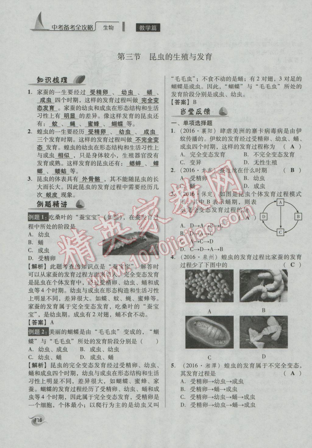 2017年中考備考全攻略生物 八年級(jí)下第116頁(yè)