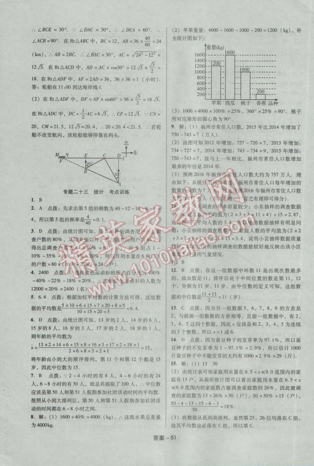 2017年学业水平测试全国历届中考真题分类一卷通数学 参考答案第51页