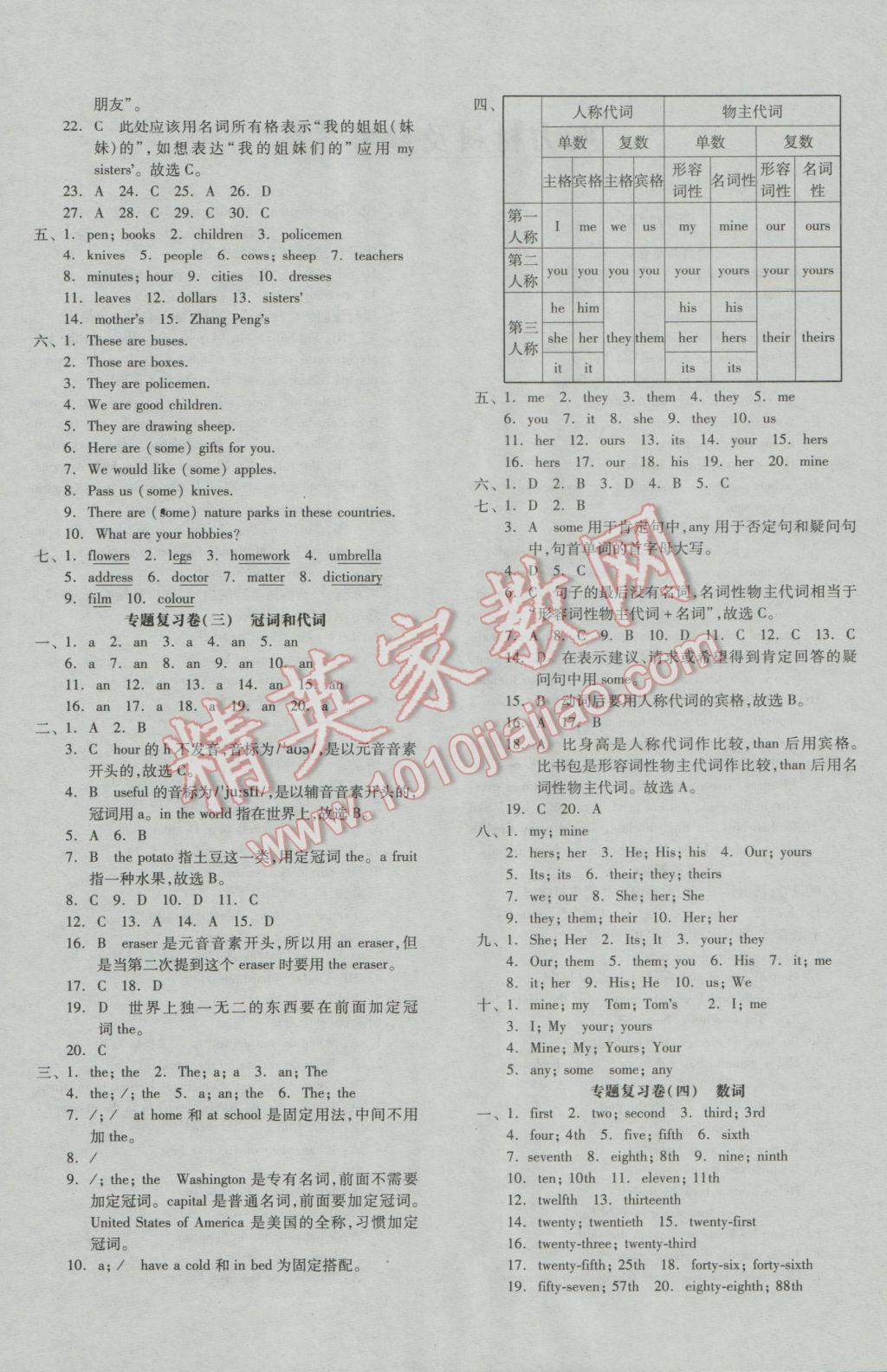 2017年全品小升初三级特训英语 参考答案第4页