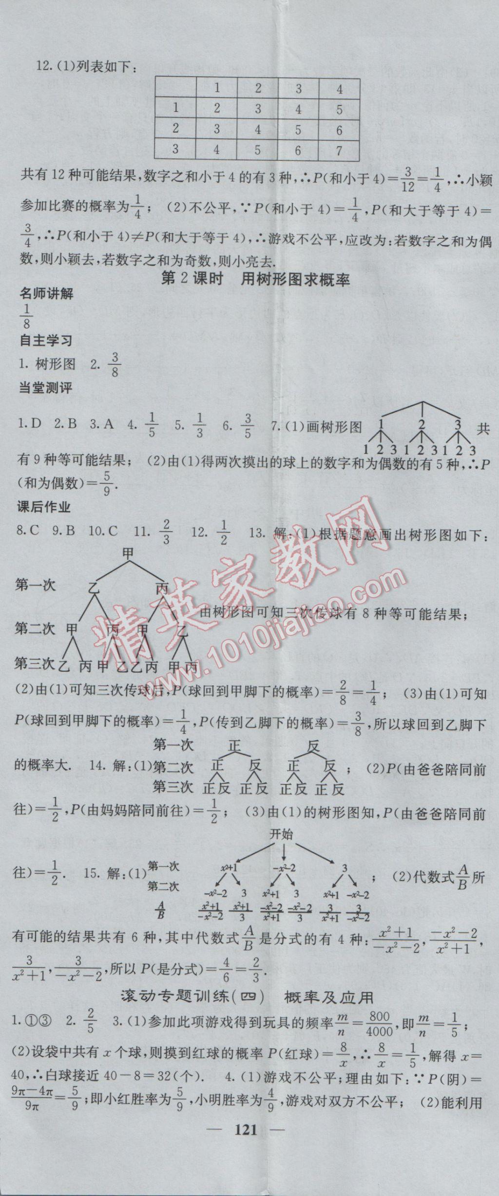 2017年課堂點睛九年級數(shù)學(xué)下冊冀教版 參考答案第17頁