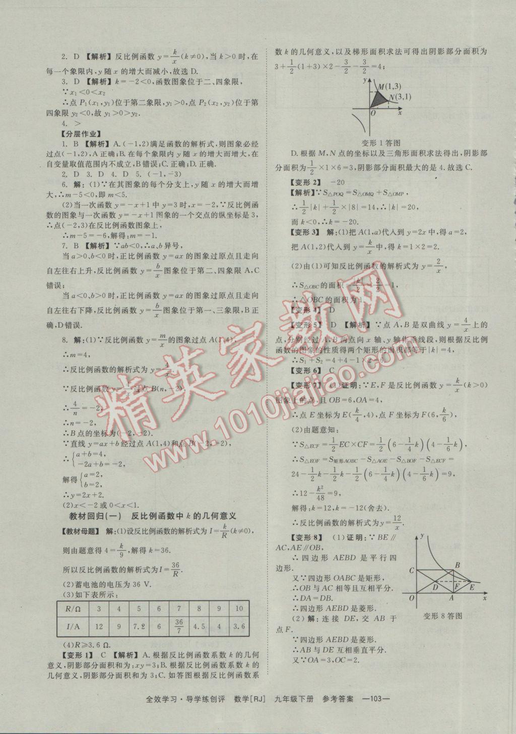 2017年全效學(xué)習(xí)九年級(jí)數(shù)學(xué)下冊(cè)人教版 參考答案第3頁(yè)