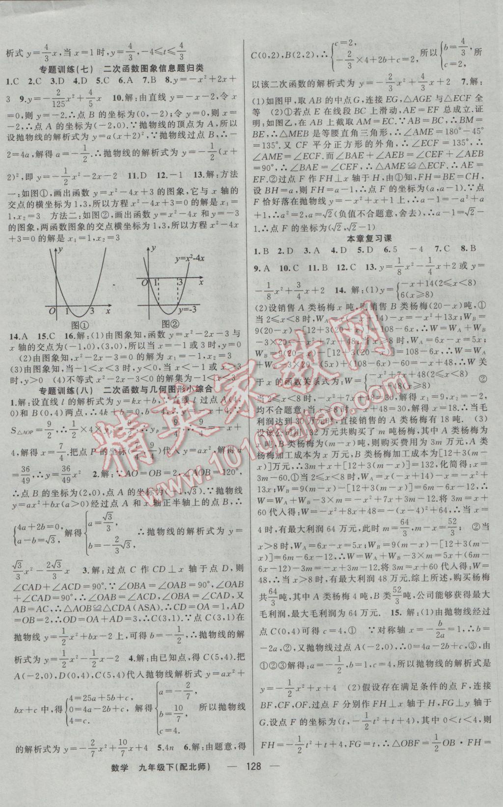 2017年四清導航九年級數(shù)學下冊北師大版 參考答案第9頁