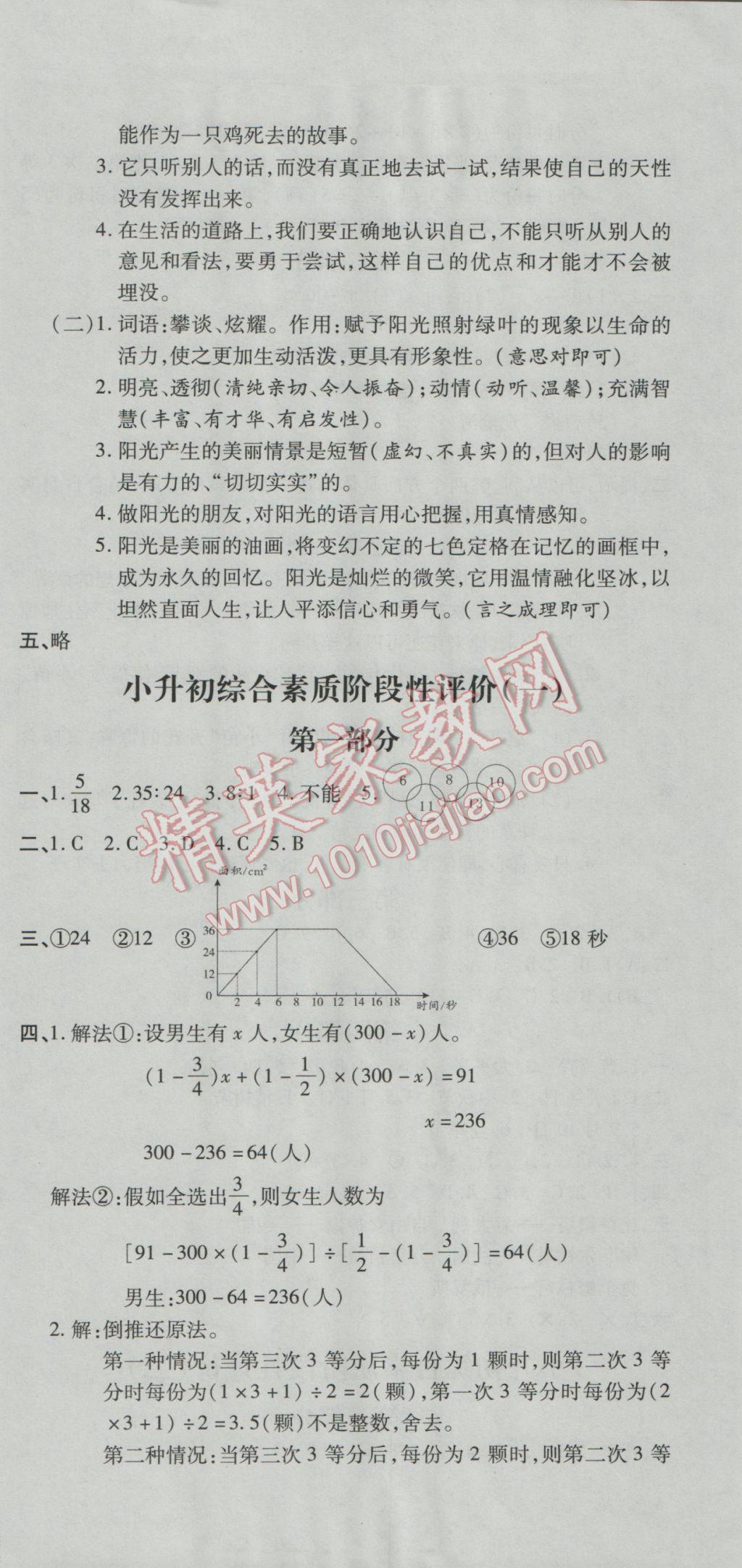 2017年小升初全能卷语文 参考答案第21页