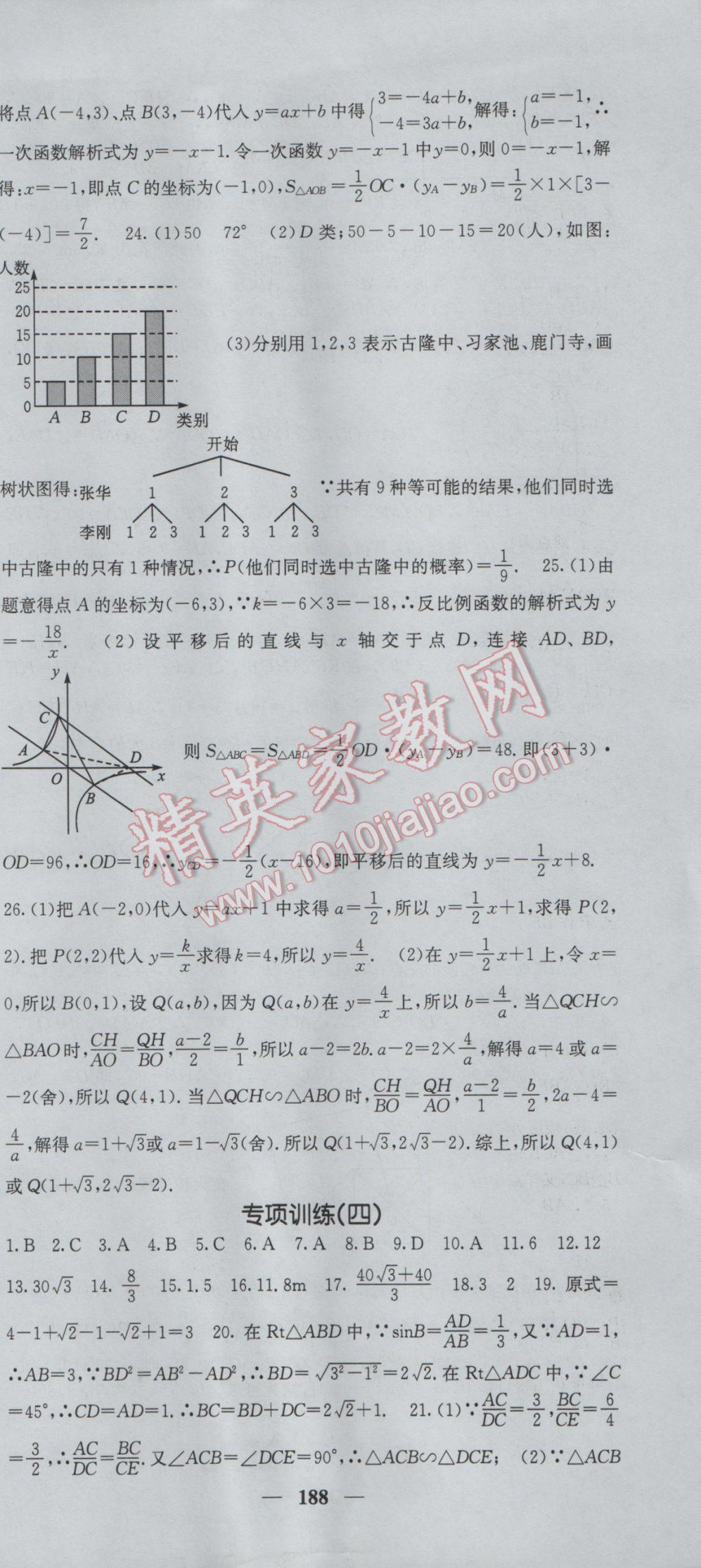 2017年課堂點睛九年級數(shù)學下冊人教版 參考答案第39頁