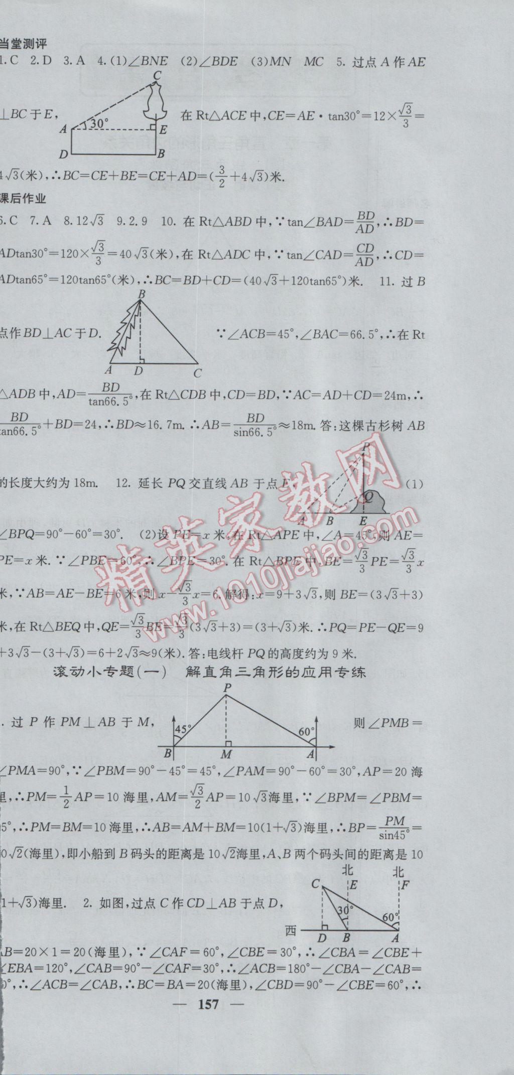 2017年課堂點睛九年級數(shù)學下冊北師大版 參考答案第6頁