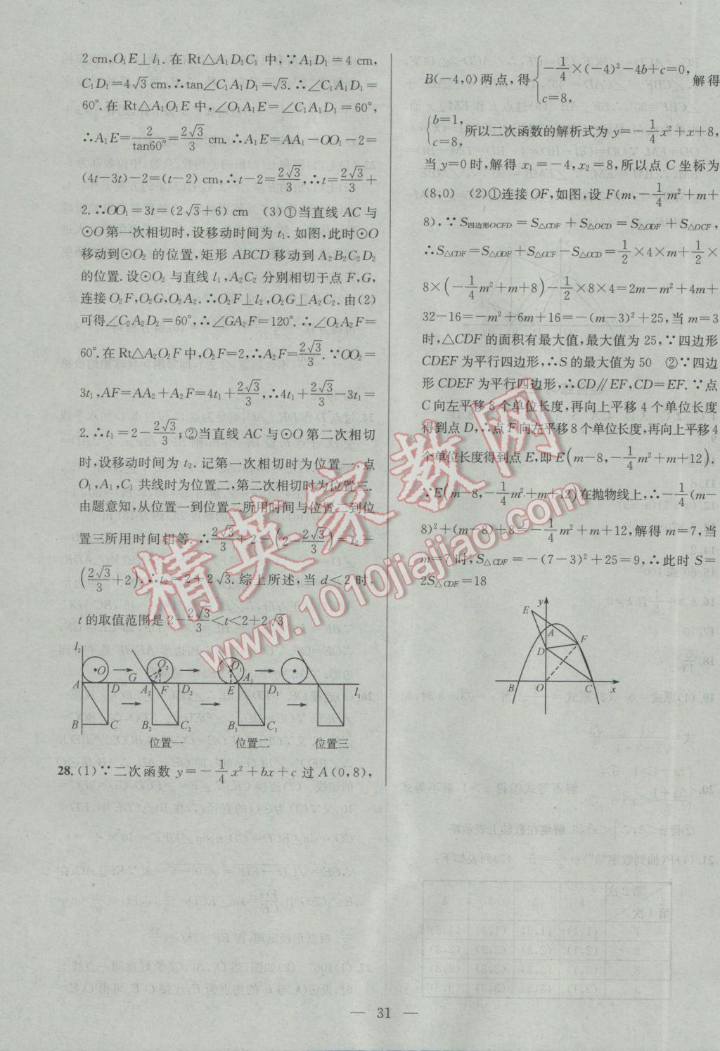 2017年提優(yōu)訓(xùn)練非常階段123九年級數(shù)學(xué)下冊江蘇版 參考答案第31頁