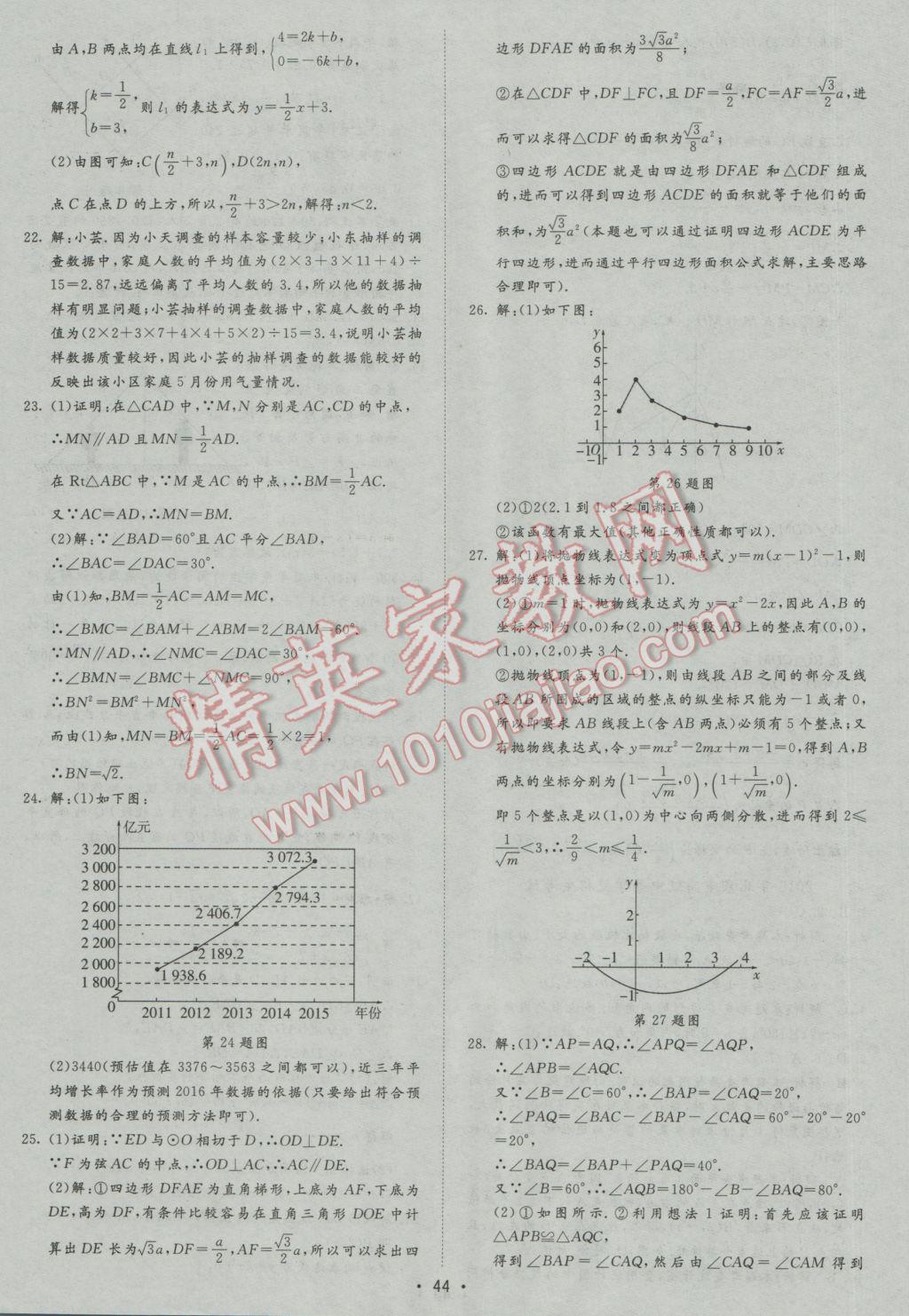 2017年正大圖書中考試題匯編山東省17地市加13套全國卷數(shù)學(xué) 參考答案第44頁