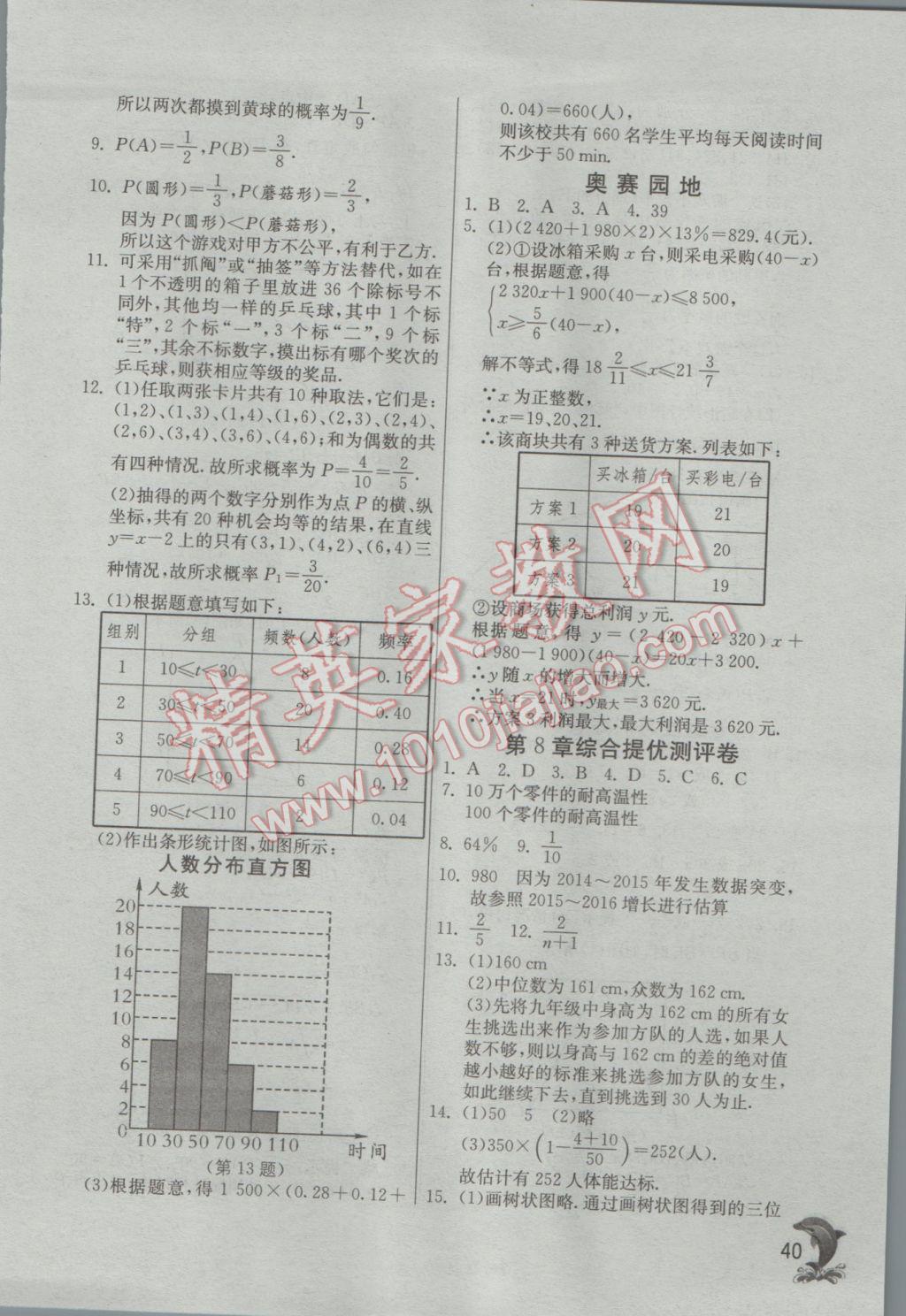 2017年實驗班提優(yōu)訓練九年級數(shù)學下冊蘇科版 參考答案第40頁