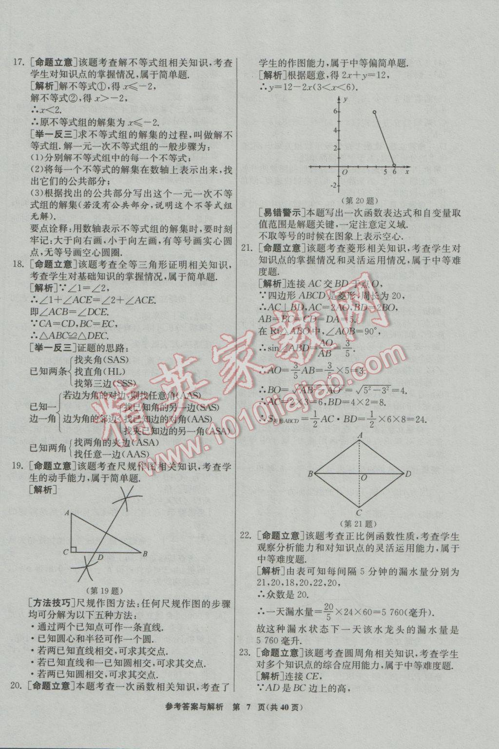 2017年春雨教育考必勝福建省中考試卷精選數(shù)學(xué) 模擬試卷參考答案第43頁