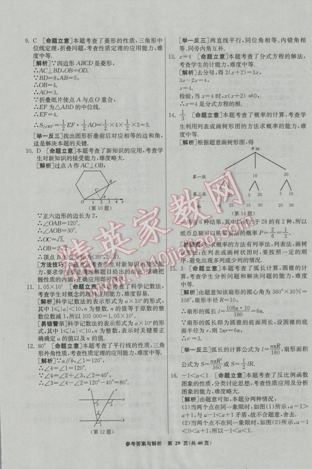 2017年春雨教育考必勝福建省中考試卷精選數(shù)學(xué) 模擬試卷參考答案第65頁